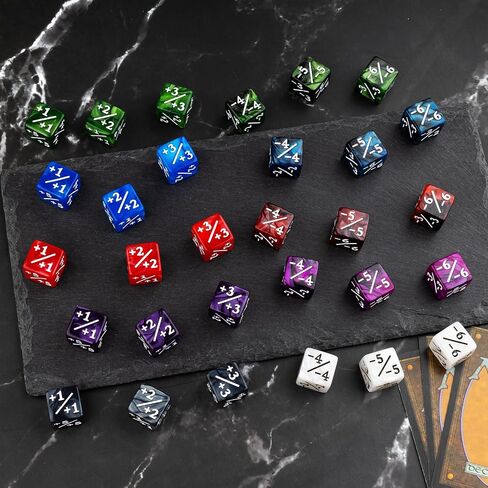 145 Pieces MTG Counter Dice Magic Life Counters Keyword Clear Acrylic Ability Tokens D20 +1 Dice Set for MTG, TCG, Card Games Accessories in Saudi Arabia