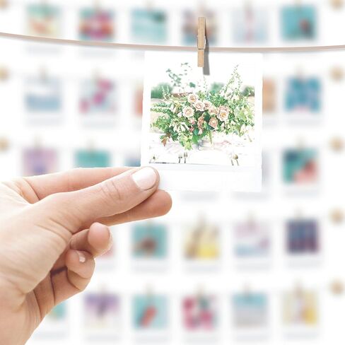 BIZYAC Hanging Photo Display Room Wall Decor - Sculptural Picture Frames Collage - 5 Strings with 30 Clips - 3M Self Adhesive Hooks - No Holes Drilling - 30 x 30 inch in Saudi Arabia