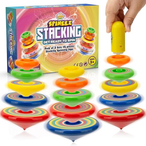 IPIDIPI TOYS Spineez Stacking Spinning Tops for Kids – Set of 3, 15-Piece in Kuwait