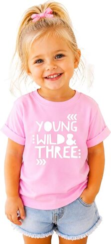 Young Wild and Three Girls 3rd Birthday Shirt for Toddler Girls Third Birthday Outfit in Saudi Arabia