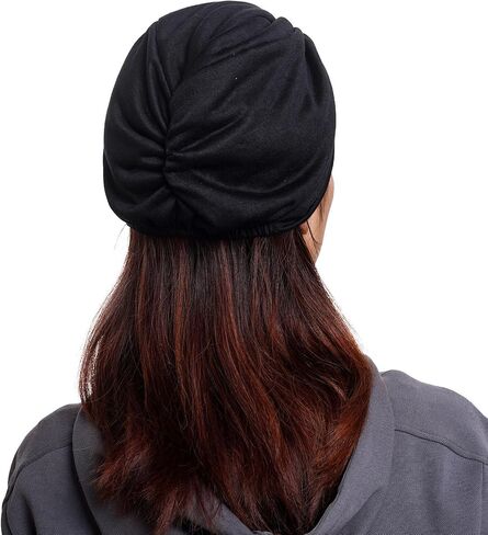 hoyuwak Turbans for Women, Black Head Wraps Satin Lined Bonnet Headwear Hat for Women Girls Sleeping Hair in Saudi Arabia