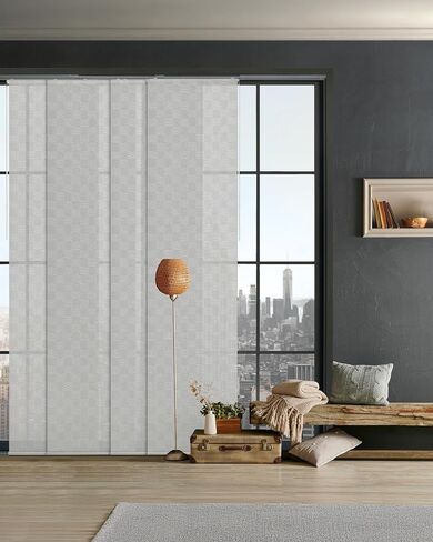 GoDear Design Adjustable Sliding Panel Track Blinds, Fits Windows, Patio Doors, Sliding Glass Doors, Closet Doors, Adjustable Track Width 45.8"- 86", Trimmable Panel Height Up to 96", Blushing Hippo in Kuwait