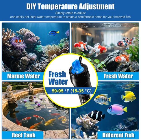 DaToo 500W Aquarium Heater Submersible 500Watt Fish Tank Heater Adjustable Thermostat with 2 Suction Cups and A Free Digital Thermometer for Marine Saltwater and Freshwater in Saudi Arabia