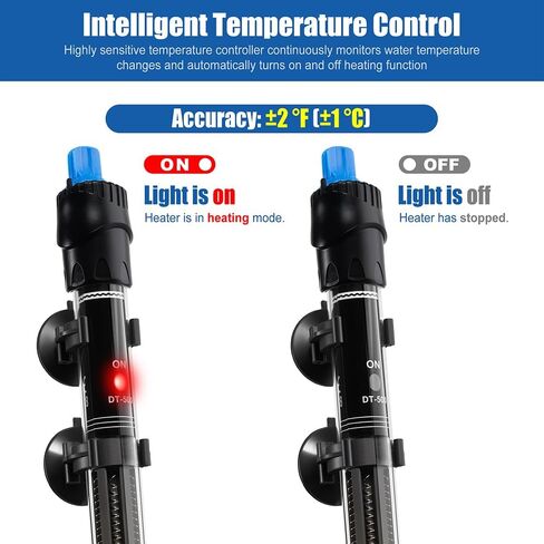 DaToo 500W Aquarium Heater Submersible 500Watt Fish Tank Heater Adjustable Thermostat with 2 Suction Cups and A Free Digital Thermometer for Marine Saltwater and Freshwater in Saudi Arabia