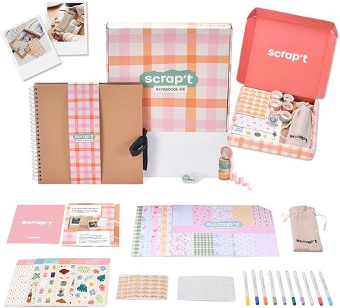 Scrapbook Kit - Large 80 Page Photo Album DIY Scrapbook - Holds 300+ Photos, With Metallic Pens, 200+ Stickers, Glue Pen, Washi Tapes, Backing Paper, Photo Corner Stickers (Starter Kit - 12 x 12 Inch) in Saudi Arabia
