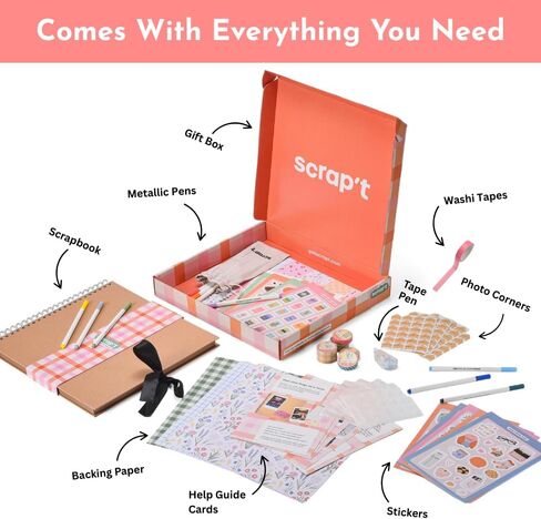 Scrapbook Kit - Large 80 Page Photo Album DIY Scrapbook - Holds 300+ Photos, With Metallic Pens, 200+ Stickers, Glue Pen, Washi Tapes, Backing Paper, Photo Corner Stickers (Starter Kit - 12 x 12 Inch) in Saudi Arabia