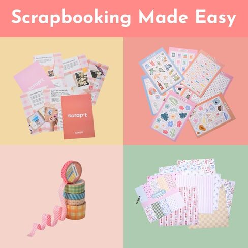 Scrapbook Kit - Large 80 Page Photo Album DIY Scrapbook - Holds 300+ Photos, With Metallic Pens, 200+ Stickers, Glue Pen, Washi Tapes, Backing Paper, Photo Corner Stickers (Starter Kit - 12 x 12 Inch) in Saudi Arabia