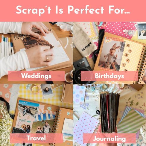 Scrapbook Kit - Large 80 Page Photo Album DIY Scrapbook - Holds 300+ Photos, With Metallic Pens, 200+ Stickers, Glue Pen, Washi Tapes, Backing Paper, Photo Corner Stickers (Starter Kit - 12 x 12 Inch) in Saudi Arabia