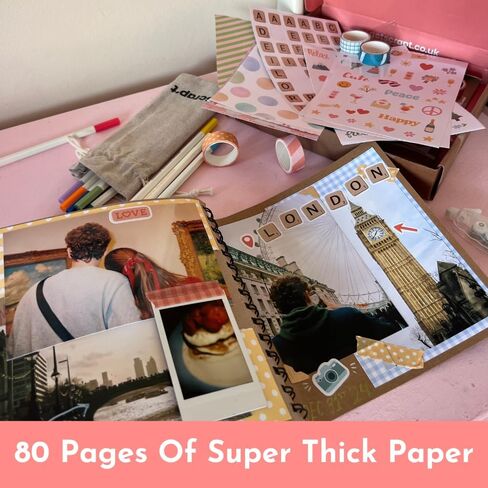 Scrapbook Kit - Large 80 Page Photo Album DIY Scrapbook - Holds 300+ Photos, With Metallic Pens, 200+ Stickers, Glue Pen, Washi Tapes, Backing Paper, Photo Corner Stickers (Starter Kit - 12 x 12 Inch) in Saudi Arabia