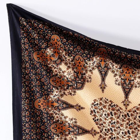 Popular Handicrafts Tapestry Wall Hanging Hippie Mandala Bohemian Hippy Intricate Geometric Floral Design Indian Tapestries Bedspread 84x90 Inches,(215cm x 230cm) Brown Black in Saudi Arabia
