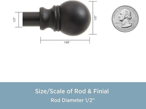 Kenney KN55250 Davenport Ball End Petite Café قضيب ستارة نافذة مزخرف، 28-48 بوصة طول قابل للتعديل، لمسة نهائية بيضاء، أنبوب فولاذي بقطر 1/2 بوصة in Kuwait
