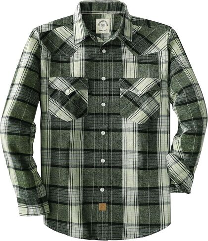 Dubinik® Flannel Shirt for Men Western Cowboy Pearl Snap Shirts for Men Long Sleeve Vintage Buttons Down Plaid Shirt in Kuwait