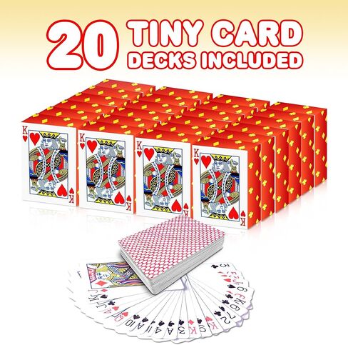 Gamie Pack of 20 Mini Playing Cards - Poker Mini Card Deck - Miniature 1.5 Inch Card Set - Small Casino Game Cards for Kids, and Adults - Great Novelty Gift, Party Favor for Boys and Girls in Saudi Arabia