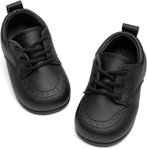 Meckior Infant Baby Boys Girls Classic PU Leather Wedding Loafers Brogue Toddler Oxford Dress Shoes First Steps Walking Flat Lazy Crib Shoe in Kuwait