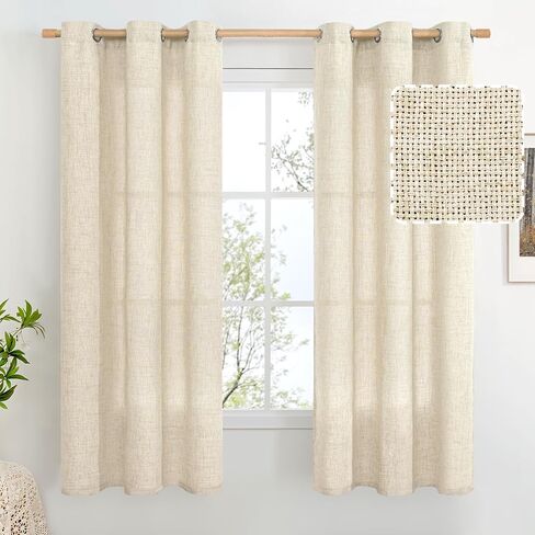 BGment Curtains 45 Inch Length 2 Panels Set for Bedroom, Grommet Thick Linen Look Burlap Textured Light Filtering Privacy Window Drapes for Farmhouse Living Room, 42 x 45 Inch, Dark Grey in Kuwait