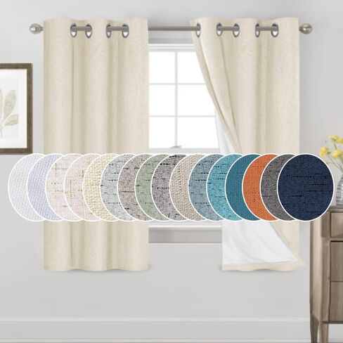 PrinceDeco 100% Blackout Curtains 108 Inches Long 2 Panels Set for Bedroom Living Room Farmhouse Style Keep Warm Large Window Draperies 108 inches Length with Thermal Insulated Liners，Bleached Sand in Kuwait