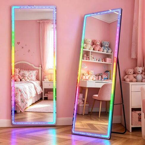 Vlsrka Over The Door Full Length Mirror, Back of Door Hanging Mirror, Black Wall Mount Mirror, Frameless Full Body Mirror for Bedroom, Closet (47" x 14.5") in Saudi Arabia