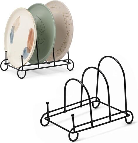Artliving 3-Tier Metal Scrollwork Dish Rack Plate Rack Display Stand Holder Cabinet Organizer Set of 2 in Kuwait