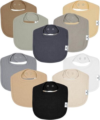 Diaper Squad 100% Organic Cotton Woodland 10-Pack Baby Drool Bandana Bibs for Boys and Girls in Kuwait