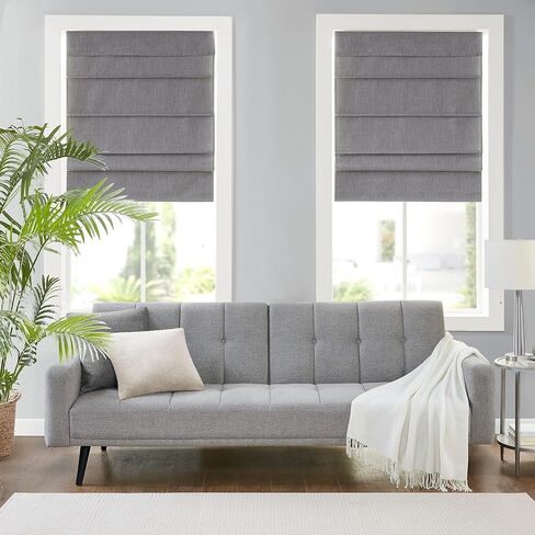 Madison Park Cordless Roman Shades Total Blackout Blinds, Linen-Like Fabric, Energy Efficient Thermal Insulated Roman Shades for Windows Blackout Total Privacy Window Blinds 35x64, Natural in Kuwait