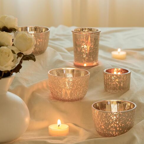 DN DECONATION 8PCS Mercury Glass Candle Holder,Assorted Mercury Glass Votive Candle Holders,Vintage Tea Light Candle Holder for Wedding, Parties, Centerpieces, Decorations in Saudi Arabia