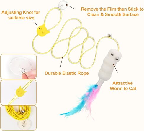 JIARON 6 PCS Interactive Cat Feather Toys, Indoor Hanging Retractable Cat Toy, Self Play Toys Make Fun Excecise in Kuwait