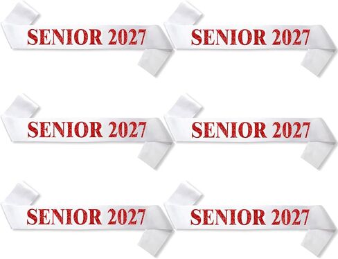 وشاح ساتان أبيض 2023 مع حروف حمراء لامعة - وشاح تخرج 2023 - أخيرًا - وشاح تشجيع كبير - وشاح تشجيع - وشاح المشجعات - وشاح المسابقة in Kuwait