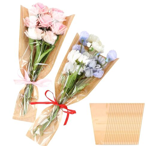 Jansun 100Pcs Flower Wrapping Bags Kraft Paper Flower Sleeves for Bouquets in Kuwait
