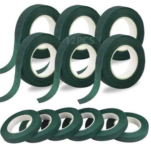 12 Rolls Floral Ribbon 1/2 Inch Dark Green Flower Ribbon, Floral Ribbons for Wrapping Bouquet Stems and Floral Crafts, Wedding Bouquet in Kuwait