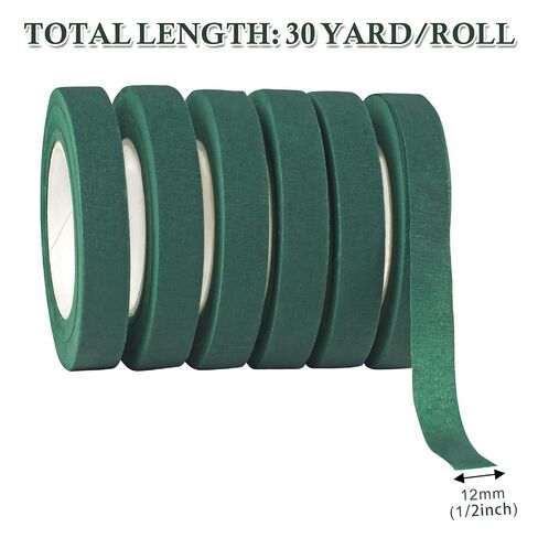 12 Rolls Floral Ribbon 1/2 Inch Dark Green Flower Ribbon, Floral Ribbons for Wrapping Bouquet Stems and Floral Crafts, Wedding Bouquet in Kuwait