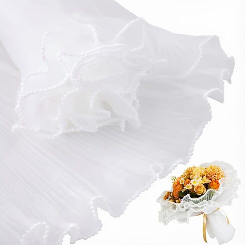 BEISHIDA Flower Wrapping Mesh Paper,Pearl Edge Wrinkled Bouquet Packaging Paper for Florist Supplies Wedding Mother's Day Valentines Gift Packaging（Black ，4 Yards） in Kuwait