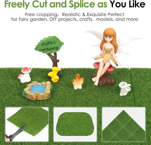 ARTKAIKE 6 Pack 6x6 Inch Fake Grass, Art & Craft Supplies, Artificial Green Turf Rug for Fairy Gardens, Dollhouses, Dioramas, Model Scenes, Tabletop Terrain, Miniature Projects in Kuwait