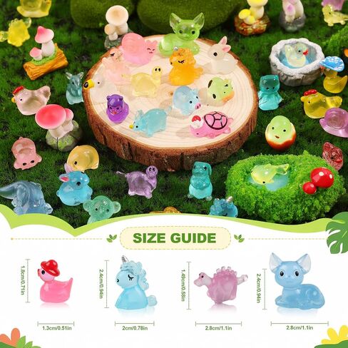 100PCS Mystery Resin Animals Blind Bag, 30 Styles Luminous Tiny Animal Miniatures Random Design, Glowing Resin Figures for Micro Landscape Dollhouse Decor Birthday Party Gift DIY Craft in Kuwait