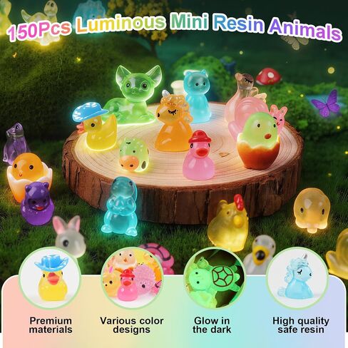 100PCS Mystery Resin Animals Blind Bag, 30 Styles Luminous Tiny Animal Miniatures Random Design, Glowing Resin Figures for Micro Landscape Dollhouse Decor Birthday Party Gift DIY Craft in Kuwait
