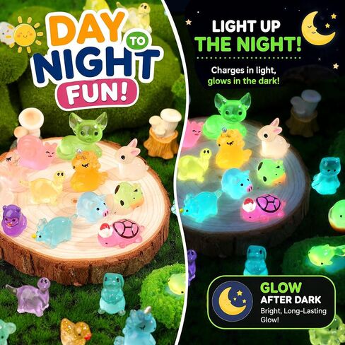 100PCS Mystery Resin Animals Blind Bag, 30 Styles Luminous Tiny Animal Miniatures Random Design, Glowing Resin Figures for Micro Landscape Dollhouse Decor Birthday Party Gift DIY Craft in Kuwait