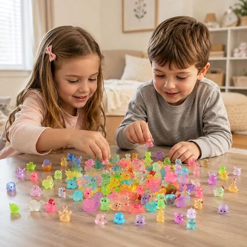 100PCS Mystery Resin Animals Blind Bag, 30 Styles Luminous Tiny Animal Miniatures Random Design, Glowing Resin Figures for Micro Landscape Dollhouse Decor Birthday Party Gift DIY Craft in Kuwait