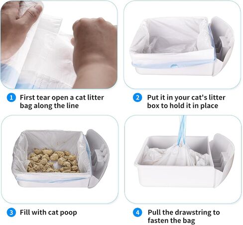 120 Count Extra Large Cat Litter Box Liners, Cat Litter Waste Receptacles Bags for Cleanpethome/BCHARYA Self-Cleaning Litter Box in Kuwait