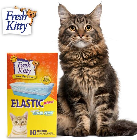 10 Count Fresh Kitty Litter Box Liners Durable, Easy Clean Up Elastic Jumbo Scented Odor Zorb Litter Pan Box Liners, Bags for Pet Cats in Saudi Arabia