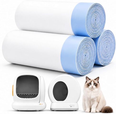 120 Count Pre-Seperated Self-Cleaning Cat Litter Box Liners Bag, Compatible with MW-SC01/SC02/SC09/LR01/LB02, Thick Heavy Duty Drawstring Replacement Cat Litter Box Liners-18"x 12.6" in Saudi Arabia