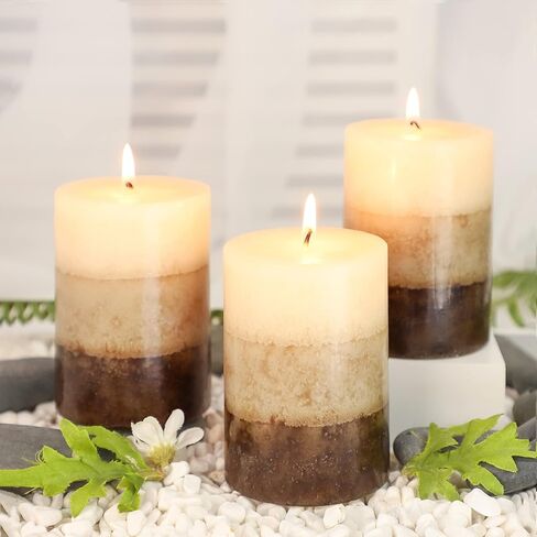 شموع عمودية معطرة برائحة كب كيك الفانيليا، شموع علاجية عطرية فورية، تدوم أكثر من 60 ساعة، شموع ذات طبقات مرقطة للمنزل المعطرة، منتجع صحي، مطعم، مجموعة من 3 قطع (كب كيك الفانيليا 3 بوصة × 6 بوصة) in Kuwait