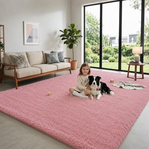 Soft Shag Black 3x5 Rugs for Bedroom, Carpets for Bedroom, Bedroom Rug, Fluffy Area Rug for Living Room College Dorm, Plush Shaggy Bedside Rug for Kids Room Nursery, Anti-Skid Fuzzy Rug in Kuwait