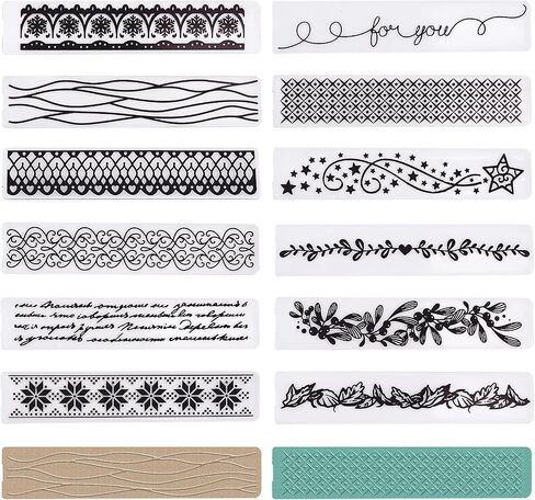 GLOBLELAND 12 Pcs Flower Lace Border Plastic Embossing Folders DIY Plastic Template for DIY Christmas Thanksgiving Card Making Scrapbooking Photo Album Decor in Kuwait