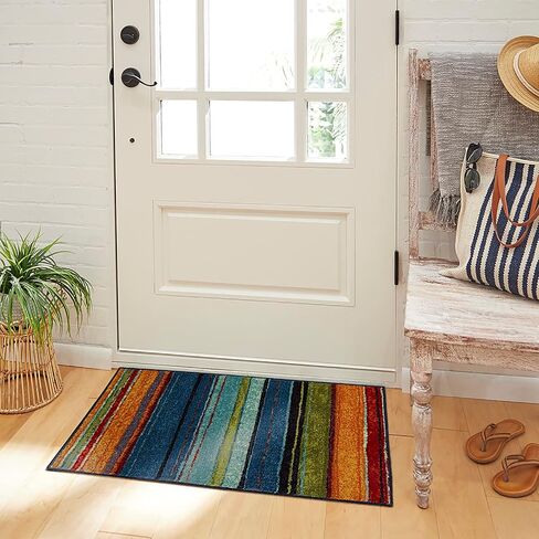 سجادة Mohawk Home Rainbow Stripe مقاس 2 × 5 بوصة - متعددة الألوان - مثالية لغرفة المعيشة وغرفة الطعام والمكتب in Kuwait