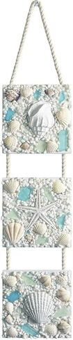 flangairy Coastal Wall Decor 3D Seashell Starfish Conch Wall Hanging, 20.5 * 4.3 Inches Beach Nautical Ocean Theme Bathroom Home Summer Decorations Sea Shell Art in Saudi Arabia