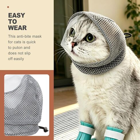 5 Pcs Cat Muzzle for Grooming with Anti Scratch Silicone Boots Set Breathable TPU Mask and Paw Protectors for Nail Trimming Bathing Kitten Puppy in Kuwait