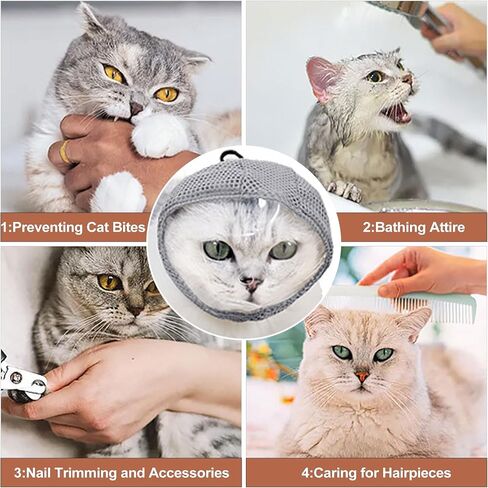 5 Pcs Cat Muzzle for Grooming with Anti Scratch Silicone Boots Set Breathable TPU Mask and Paw Protectors for Nail Trimming Bathing Kitten Puppy in Kuwait
