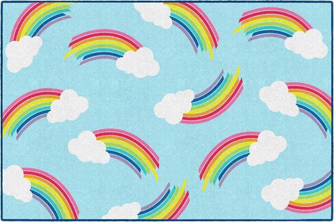 Flagship Carpets Schoolgirl Style Hello Sunshine Whimsical Rainbow Classroom Area Rug for Indoor Classroom Learning or Kid Bedroom Educational Play Mat, 5'x7'6",Black,CA1992-28SG in Kuwait