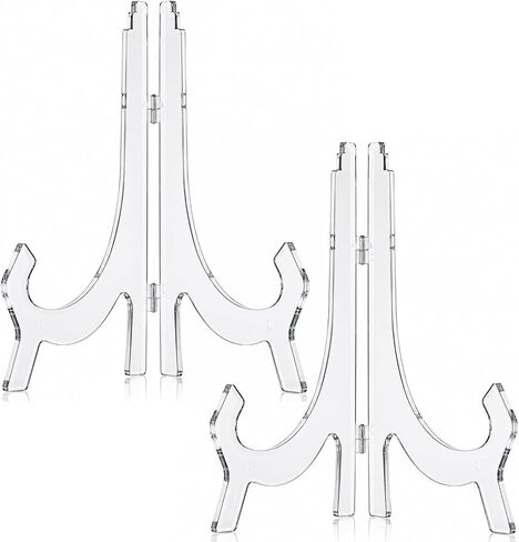 2 Pieces, 9.8 Inches Clear Acrylic Easels Display Stands/Plate Stands for Display Photos Holder Picture Frames or Other Items at Weddings, Birthdays, Home Decoration, Tables in Kuwait