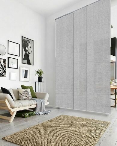 تصميم GoDear قابل للتعديل لوحة منزلقة معلقة فواصل الغرف 45.8 بوصة - 86 بوصة عرض × 96 بوصة ارتفاع، ستائر رأسية قابلة للتمديد للأبواب الزجاجية المنزلقة، ستائر أبواب الخزانة، ظلال ستائر لوحة قماشية قابلة للتقليم، Airo in Kuwait