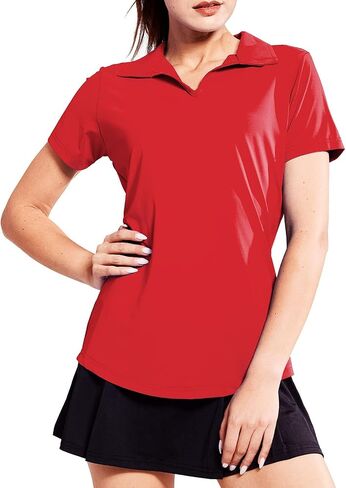 MIER Women's Golf Polo Shirts Collared V Neck Short Sleeve Tennis Shirt, Dry Fit, Moisture Wicking in Kuwait